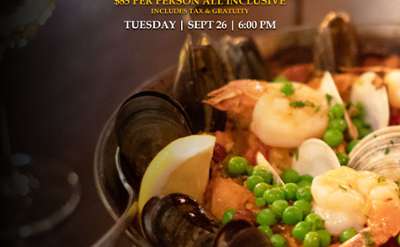 promotional poster for Paella Class at Boca Bistro