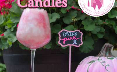 Drink Pink Wine Glass Candles