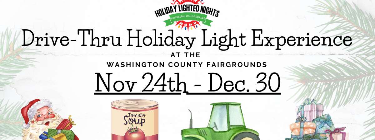 Drive-Thru Holiday Light Experience flyer with same information as event description