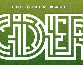 green background, text is in a maze pattern and reads cider