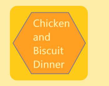 graphic orange in color with the words Chicken and Biscuit Dinner