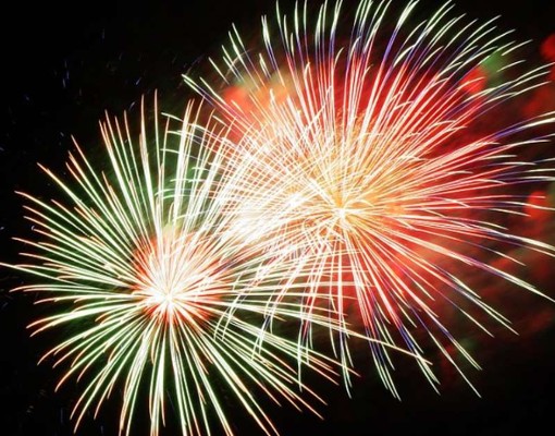 red and green fireworks
