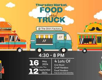food truck corral may 16 to september 12, 2024, 4 lots of live music, craft vendors, food vendors