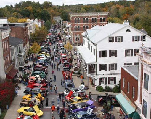 aerial view of ballston spa car show