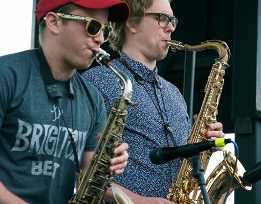 two saxophone players