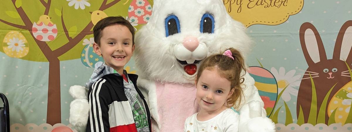 kids with easter bunny