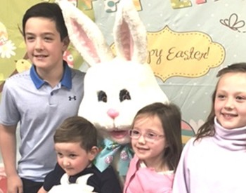 kids with easter bunny