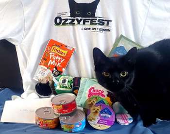 0zzy himself posing with some of the donations received for 0zzyfest !