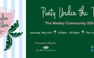 Informational Graphic for the 2024 Wesley Community Gala: Party Under The Palms
