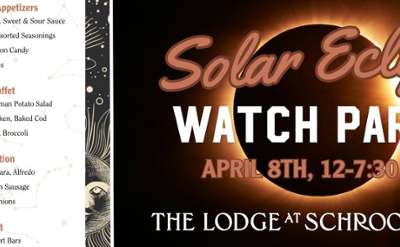 solar eclipse watch party april 8, plus menu