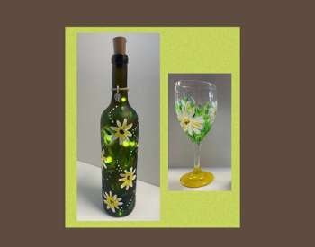 Mother’s Day Daisy Bottle & Glass Painting Event – with Mimosas!