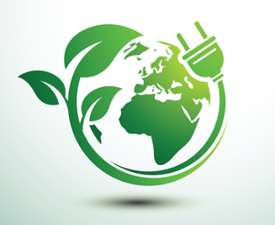 sustainability image with plant cord going around the world