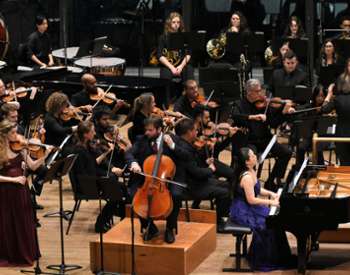 an orchestra performing on stage