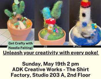 Needle Felting Mini-Clay Pot Pin Cushion Class! Sun., May 19th 2 pm, The Shirt Factory