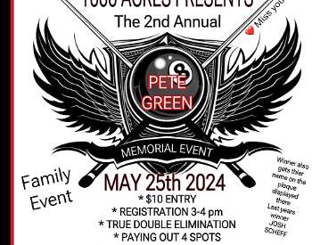 2nd Annual Pete Green Memorial 8-Ball Tournament