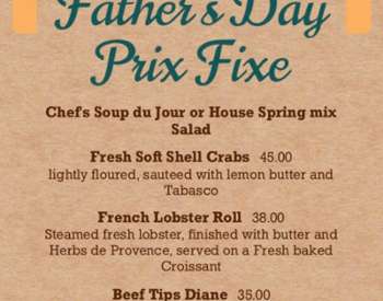 father's day prix fixe menu