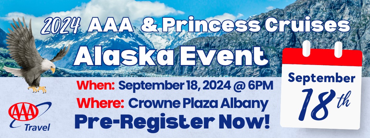 AAA Travel event banner focusing on Alaska cruisetours with Princess Cruises