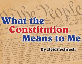 The title of the play overlaying the constitution