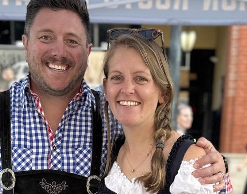 couple dressed in german outfits