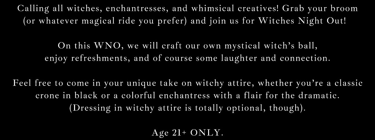 Black background, description of Witches Night Out