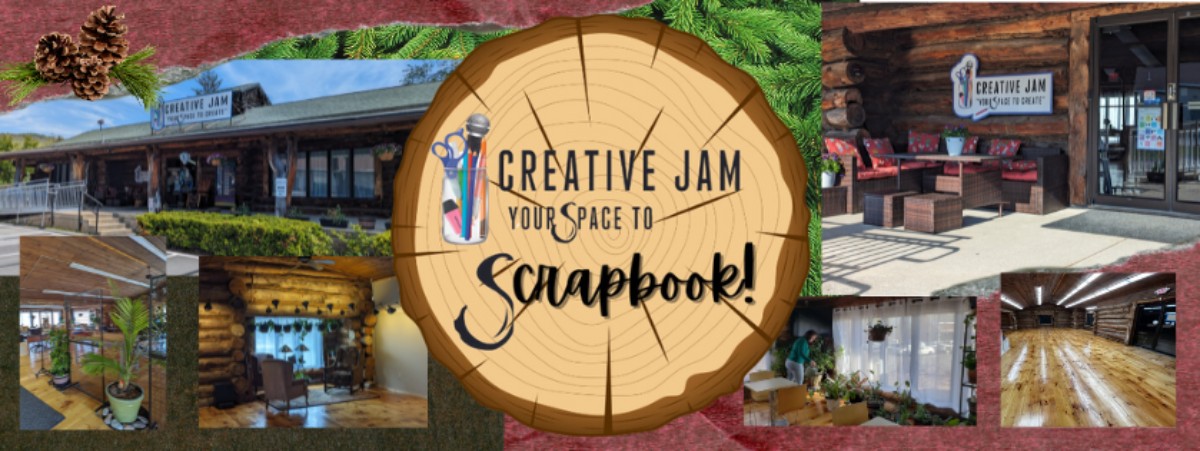 A collage of images of inside the Creative Jam to look like scrapbooking- Creative Jam is Your Space to Scrapbook!