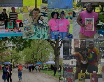 Image features attendees and vendors of A Big Gay Market