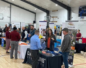 Job seekers visit with employers at the Veterans Business Council Career and Job Fair