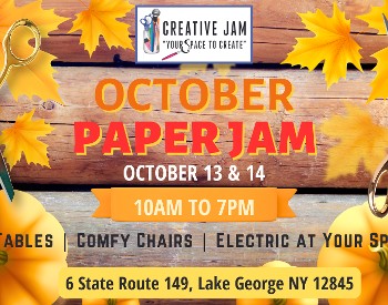 Fall theme ad for October Paper Jam