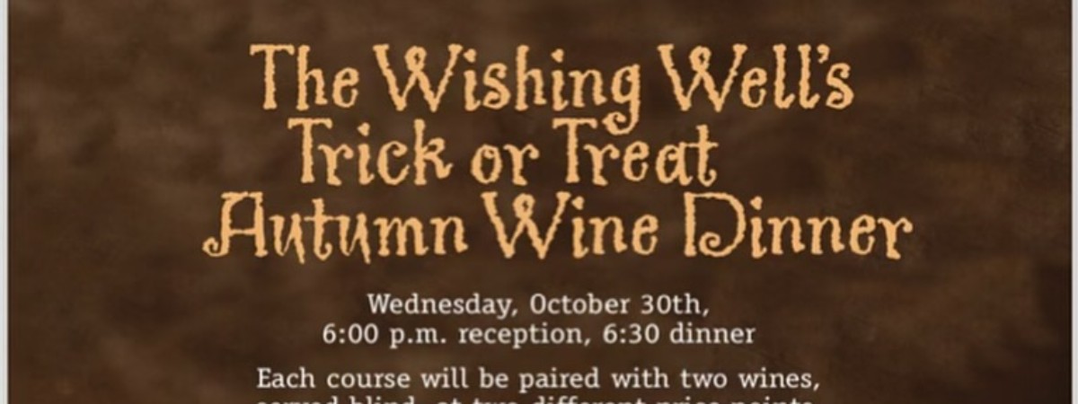 Trick or Treat Wine Dinner event promo