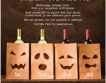 Trick or Treat Wine Dinner event promo