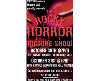 A poster advertising the details of the productions of the Rocky Horror Picture Show