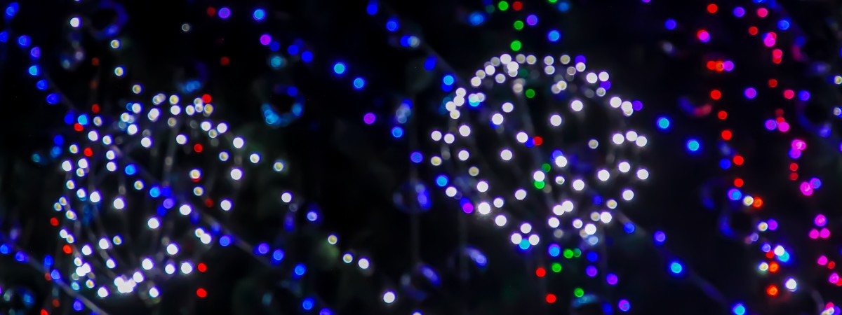 a colorful holiday lights display