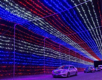 a colorful holiday lights display