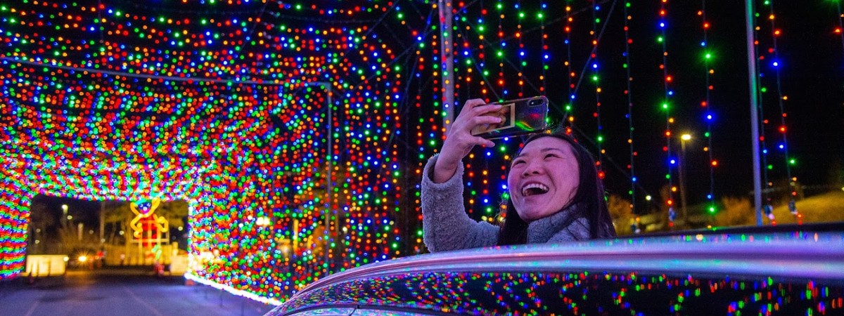 a colorful holiday lights display