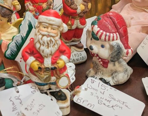 christmas items for sale in antique shop