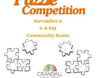 Flyer for Puzzle competition at Crandall Public Library