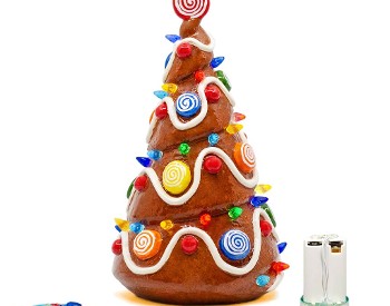 Cermaic Gingerbread Tree with Lights!!