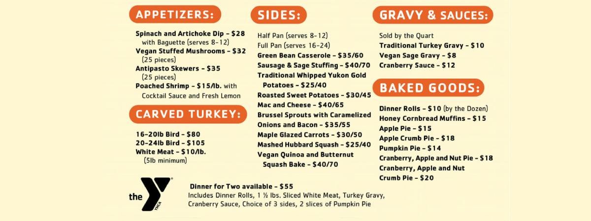 thanksgiving to go menu