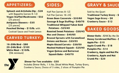 thanksgiving to go menu