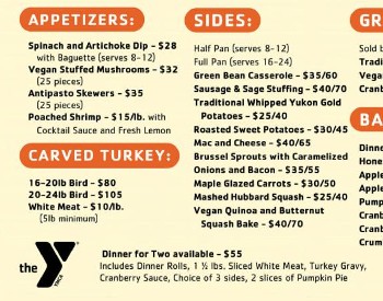 thanksgiving to go menu