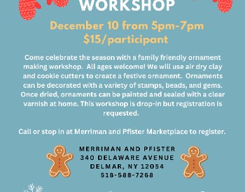 Drop In ornament workshop in delmar, with Natalie Kossack