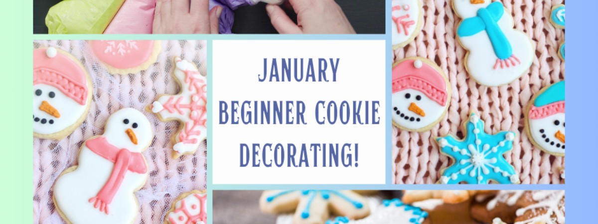 January Beginner Cookie Decorating snowman and snowflake decorated cookies