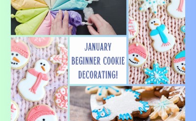 January Beginner Cookie Decorating snowman and snowflake decorated cookies