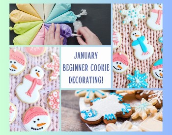 January Beginner Cookie Decorating snowman and snowflake decorated cookies