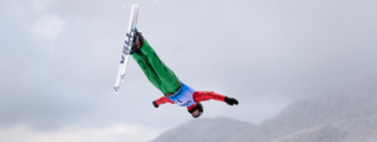 Freestyle aerials athlete in competition in Lake Placid.