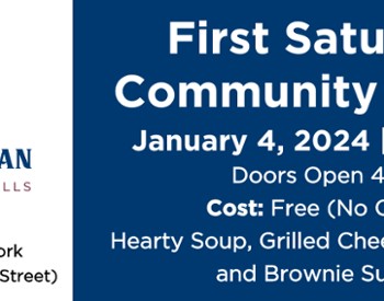 Banner for January First Saturday Community Supper, with details in the post description.