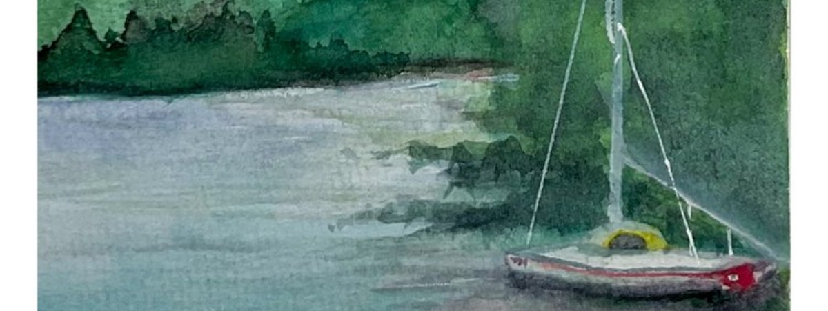 Watercolor painting of a sailboat