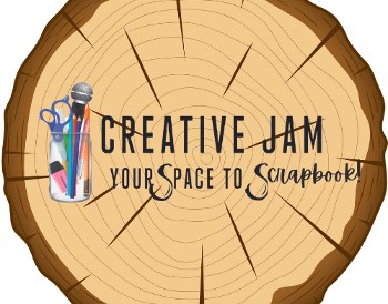 A slice of a tree with the logo for the Creative Jam