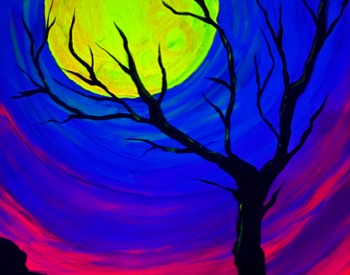 Paint and Sing karaoke black light moon
