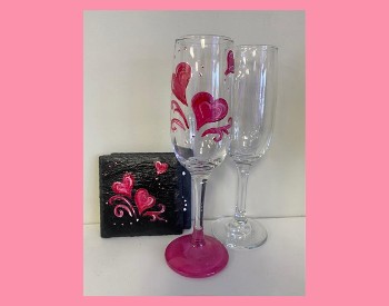 Valentine Flutes & Slate Coasters Paint Event!